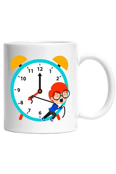 INOVATIX Personalized white mug, Clock, Time, String, Boy, Glasses, Time, INOVATIX®. 330ml