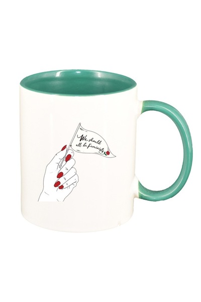 INOVATIX Personalized white mug, feminists, green interior, D1479, INOVATIX®....
