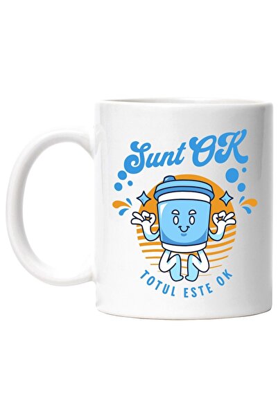 INOVATIX Εξατομικευμένη λευκή κούπα, Ποτήρι νερού σε στάση γιόγκα Είμαι εντάξ...