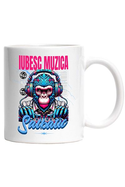 INOVATIX Personalized white mug, gorilla dj, music party lovers, INOVATIX®. 330ml