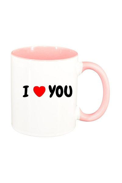 INOVATIX Personalized white mug, Love, pink interior, D392, INOVATIX®. 330ml