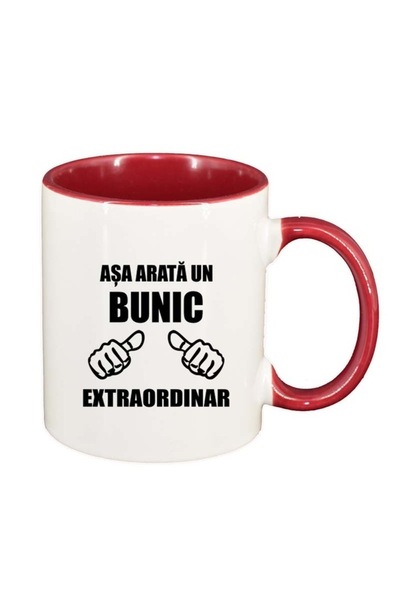 INOVATIX Cana alba personalizata, Extraordinar, interior rosu, D87, INOVATIX®...