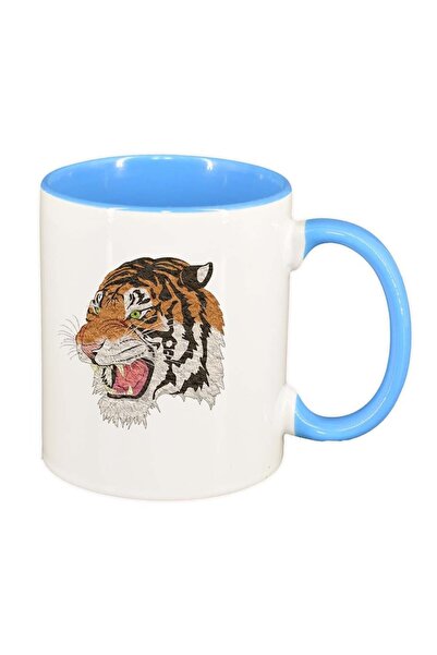 INOVATIX Cana alba personalizata, Tiger, interior albastru, D984, INOVATIX®. ...