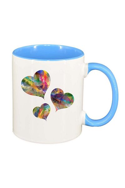 INOVATIX Personalized white mug, Colorful Hearts, blue interior, D996, INOVATIX®. 330ml