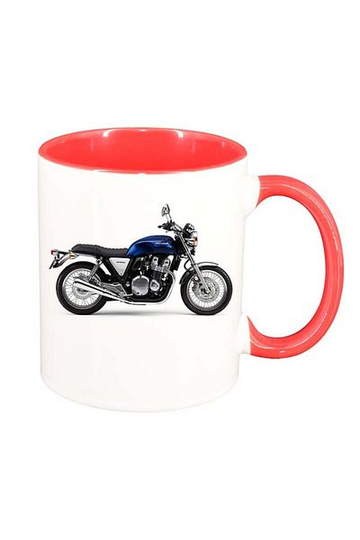 INOVATIX Personalized white mug, Motor, red interior, D50, INOVATIX®. 330ml