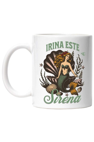 INOVATIX Εξατομικευμένη λευκή κούπα, Γοργόνα με Πράσινη Στολή Υποβρύχιο Μαργα...