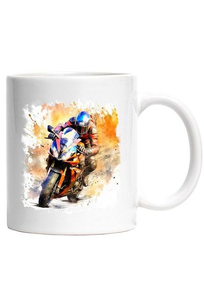 INOVATIX Personalized white mug, Motorcyclist, Motor, Watercolor, Sport, Helmet, INOVATIX®. 330ml
