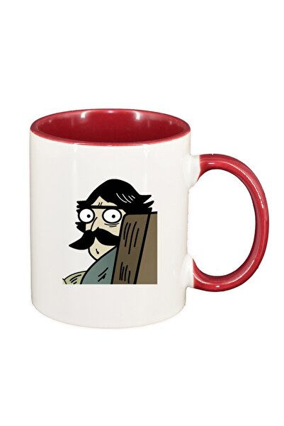 INOVATIX Персонализирана бяла чаша, Meme, тъмночервена вътрешност, D1396, INO...