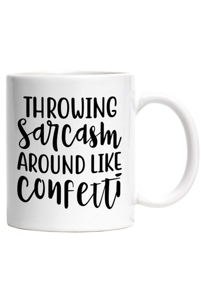 INOVATIX Cana alba personalizata, ul Aruncand cu sarcasm in jur cum arunc cu ...