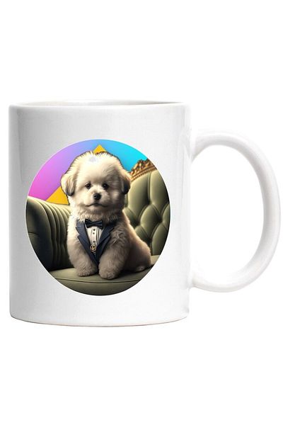 INOVATIX Personalized white mug, Puppy, Fluffy, Costume, Elegant, Sofa, INOVATIX®. 330ml