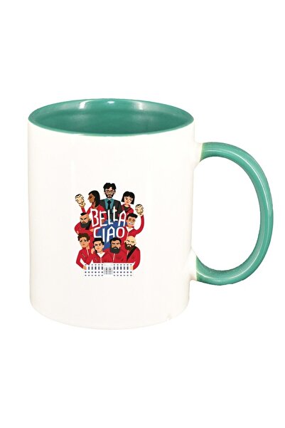 INOVATIX Cana alba personalizata, La casa de papel, interior verde, D1503, IN...