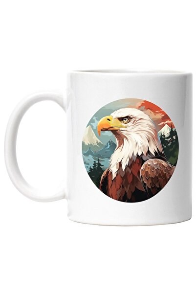 INOVATIX Персонализирана бяла чаша, Орел, Птица, Планина, Гора, Залез, Небе, ...