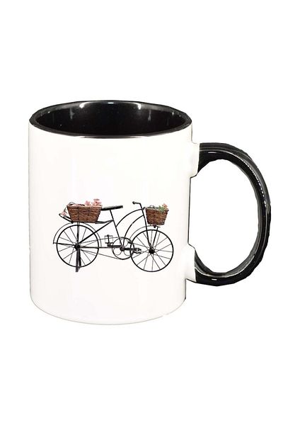 INOVATIX Personalized white mug, Bike, Retro, black interior, D953, INOVATIX®. 330ml