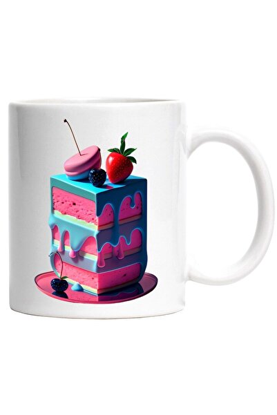 INOVATIX Cana alba personalizata, Tort, Desert, Fructe, Macaroon, Capsuna, Glazura, INOVATIX®. 330ml