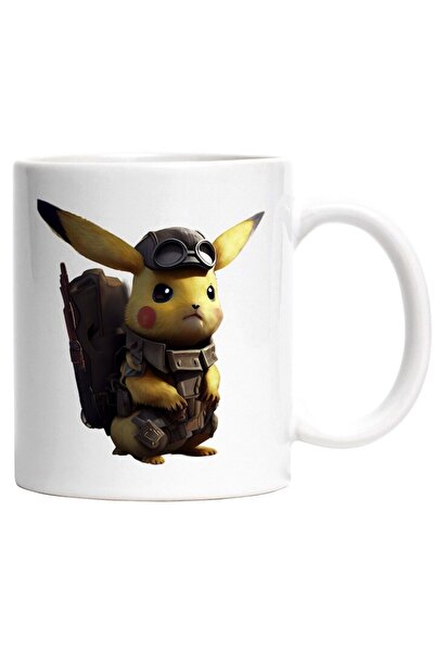 INOVATIX Cana alba personalizata, Personaj, Pikachu, Soldat, Ghiozdan, Ochelari, Pokemon, INOVATIX®. 330ml