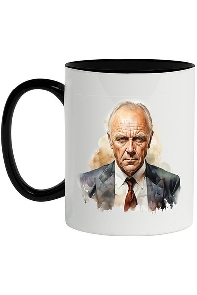 INOVATIX Personalized white mug, Anthony Hopkins, Actor, Movie Lovers, with Black Handle, INOVATIX®. 330ml