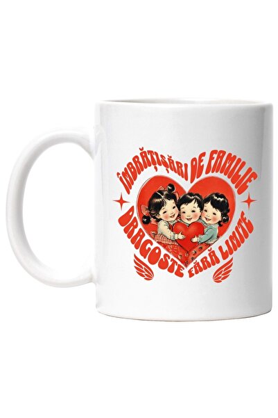 INOVATIX Cana alba personalizata, Imbratisari de familie dragoste fara limite...