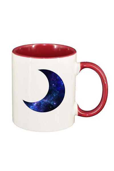INOVATIX Personalized white mug, Moon, red interior, D221, INOVATIX®. 330ml