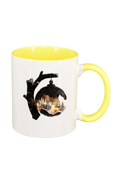 INOVATIX Personalized white mug, Winter, yellow interior, D251, INOVATIX®. 330ml