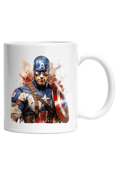 INOVATIX Personalized white mug, Captain America, Shield, Avengers, Marvel, Superheroes, Star, INOVATIX®. 330ml