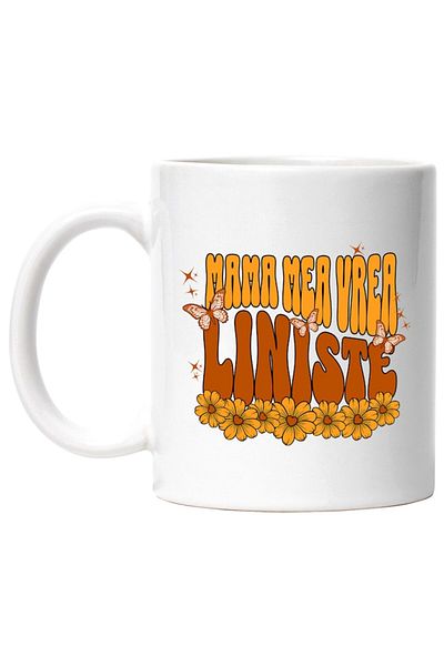 INOVATIX Personalized white mug, Colorful My Mother Wants Peace Yellow Flowers Butterflies, INOVATIX®. 330ml