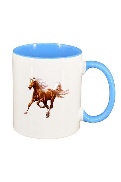INOVATIX Personalized white mug, Horse, blue interior, D198, INOVATIX®. 330ml