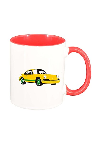 INOVATIX Персонализирана бяла чаша, Кола, тъмночервен интериор, D951, INOVATI...