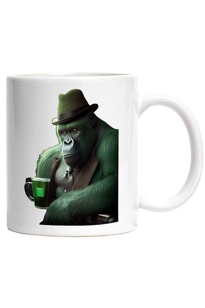 INOVATIX Personalized white mug, Gorilla, Costume, Hat, drink, Detective, Sci-Fi, INOVATIX®. 330ml