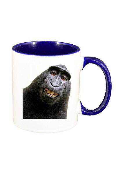 INOVATIX Cana alba personalizata, personalizata, Monkey, interior albastru, INOVATIX®. 330ml