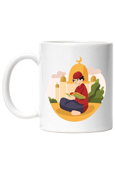 INOVATIX Personalized white mug, Book, Sky, Clouds, Tower, Moon, Quran, Religion, INOVATIX®. 330ml