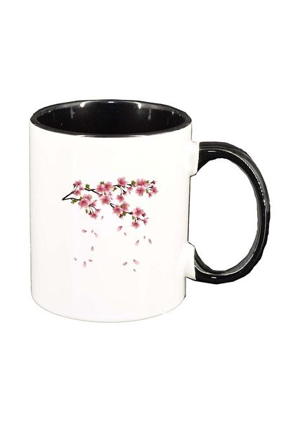 INOVATIX Personalized white mug, Flower, black interior, D214, INOVATIX®. 330ml