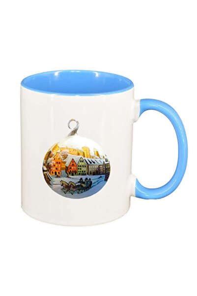 INOVATIX Персонализирана бяла чаша, Коледа, син интериор, D171, INOVATIX®. 33...