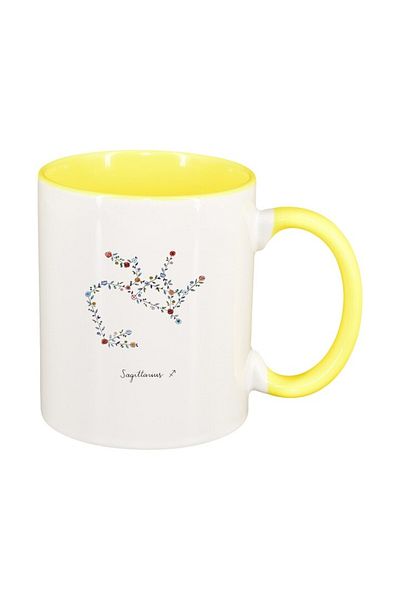 INOVATIX Personalized white mug, Zodiac, Sagittarius, yellow interior, D1380, INOVATIX®. 330ml