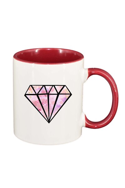 INOVATIX Cana alba personalizata, Diamant, interior rosu, D224, INOVATIX®. 330ml