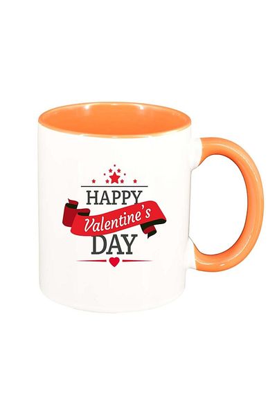 INOVATIX Personalized white mug, Love, orange interior, D341, INOVATIX®. 330ml