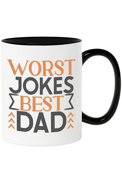 INOVATIX Personalized white mug, Worst Jokes, Best Dad, with Black Handle, INOVATIX®. 330ml