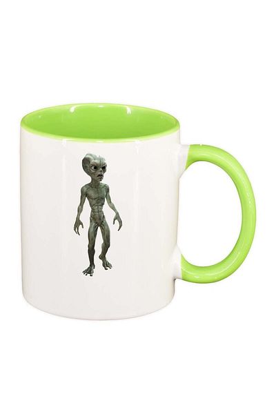INOVATIX Personalized white mug, Alien, light green interior, D244, INOVATIX®. 330ml