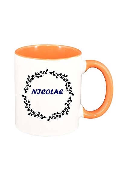 INOVATIX Εξατομικευμένη λευκή κούπα, Όνομα, πορτοκαλί εσωτερικό, D1091, INOVA...