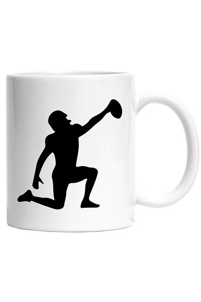 INOVATIX Personalized white mug, an American football player kneeling, INOVATIX®. 330ml