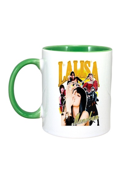 INOVATIX Cana Alba Personalizata, Formatia/trupa Lalisa, Maner Si Interior Verde, ®. 330ml