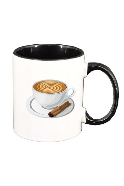 INOVATIX Εξατομικευμένη λευκή κούπα, καφές, μαύρο εσωτερικό, D412, INOVATIX®....