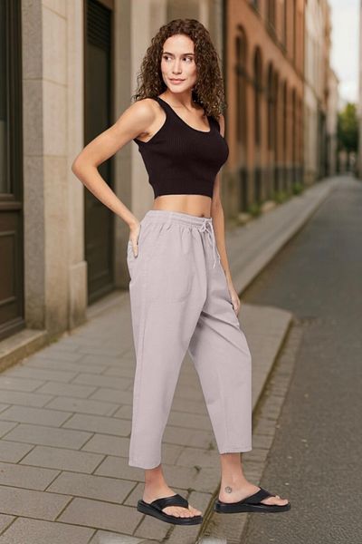 Malerind Capri Tracksuit Hambez Comfortable Fit Summer Elastic Waist Linen Look