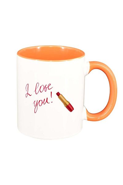 INOVATIX Personalized white mug, Love, orange interior, D394, INOVATIX®. 330ml