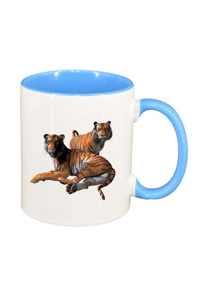 INOVATIX Cana alba personalizata, Tigers, interior albastru, D974, INOVATIX®....