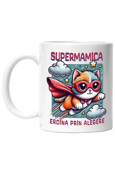 INOVATIX Personalized white mug, Super Mom, Superhero, Heroine By Choice, INOVATIX®. 330ml