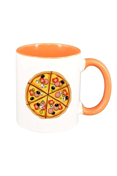 INOVATIX Cana alba personalizata, Pizza, interior portocaliu, D410, INOVATIX®...