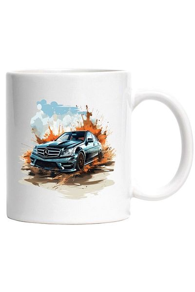 INOVATIX Personalized white mug, Car, Mercedes Benz, Clouds, Sky, Wheels, Splash, INOVATIX®. 330ml