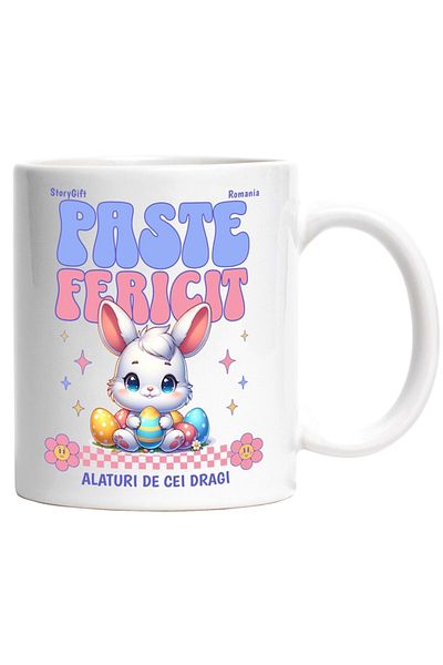 INOVATIX Cana alba personalizata, paste fericit alaturi de cei dragi sarbatoare, INOVATIX®. 330ml