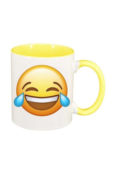 INOVATIX Personalized white mug, Emoji LOL, yellow interior, D33, INOVATIX®. 330ml