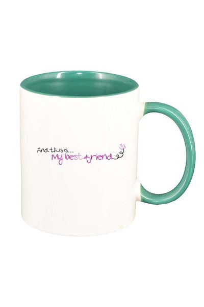 INOVATIX Personalized white mug, Best Friend, green interior, D809, INOVATIX®. 330ml